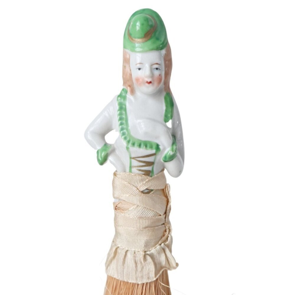 Art Deco 1930s Porcelain Woman Half Doll Crumb Brush